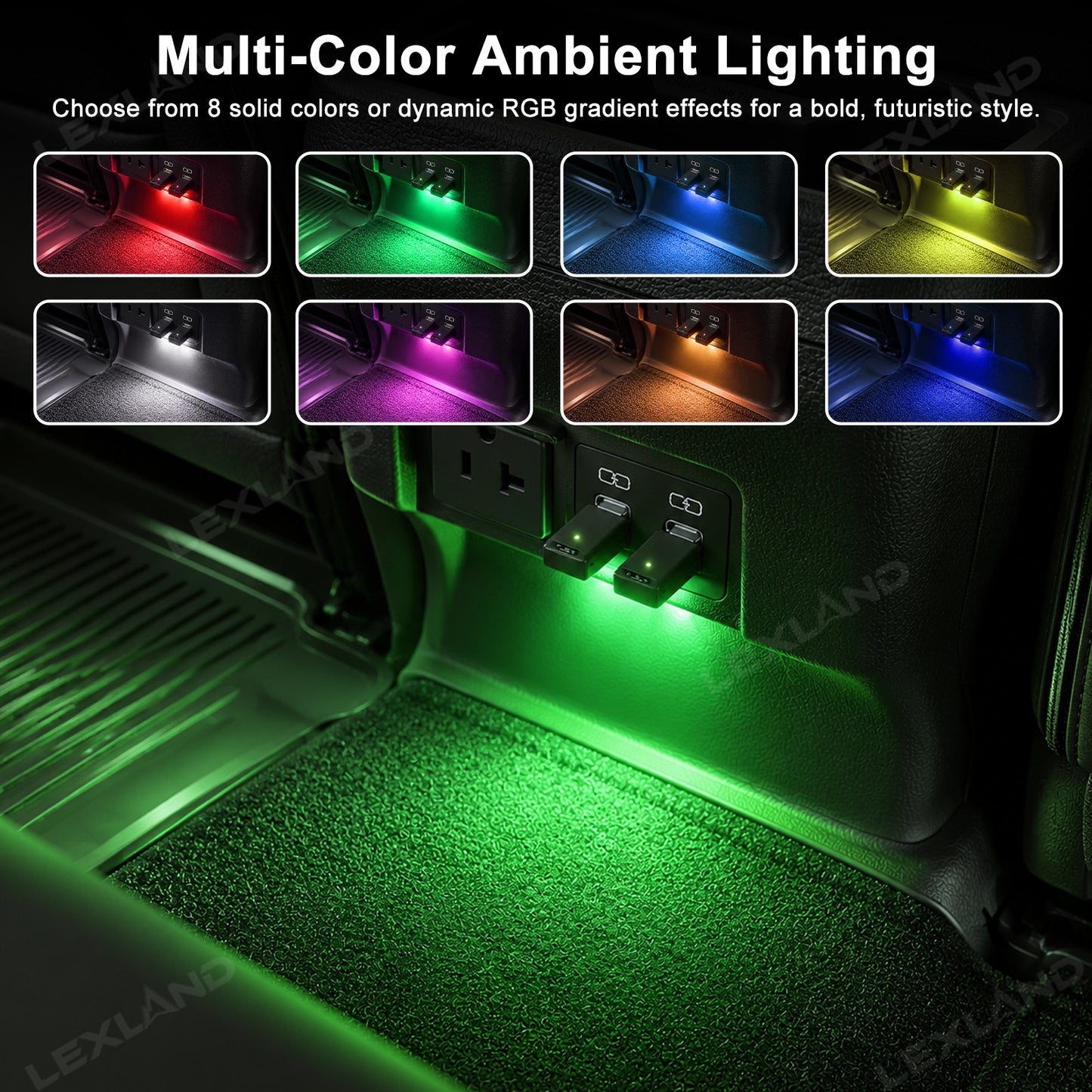 Tacoma USB-C RGB Ambient Lighting Rear Screen Backseat LED Lighting Upgrade Kit for Toyota