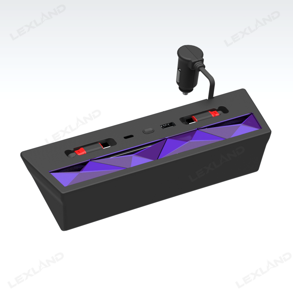 Tacoma Center Console USB Charging Hub Multi-Port Docking Station with Ambient Lighting & Retractable Cables