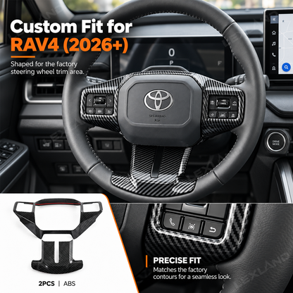 RAV4 Steering Wheel Cover ABS Carbon Fiber Style Interior Upgrade for Toyota