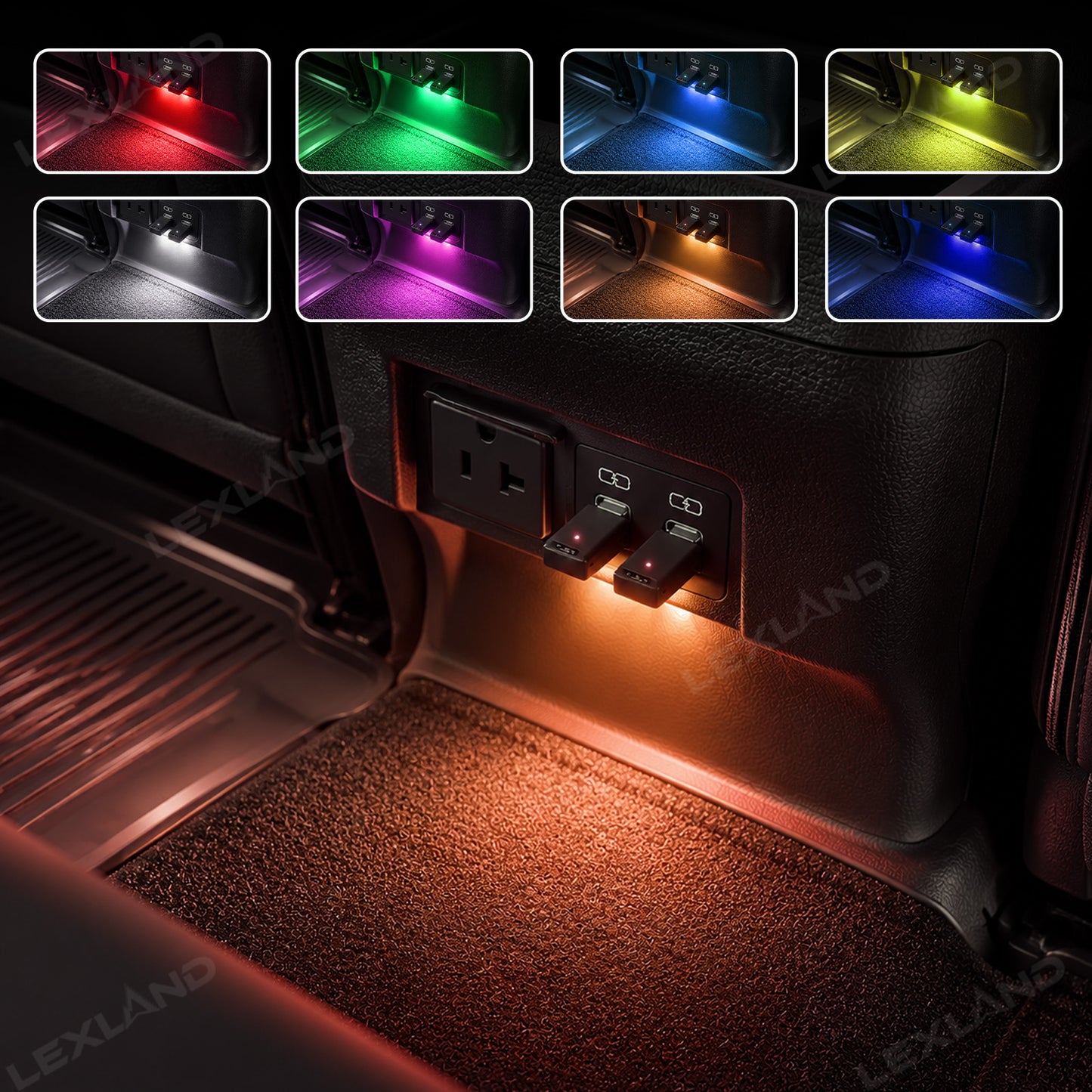 Tacoma USB-C RGB Ambient Lighting Rear Screen Backseat LED Lighting Upgrade Kit for Toyota