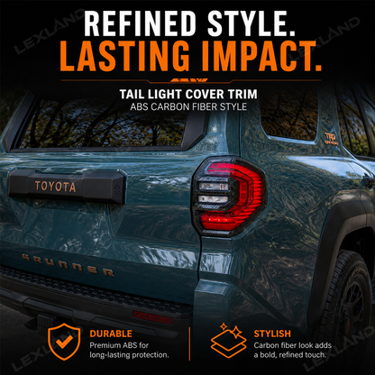 4Runner Tail Light Cover Trim ABS Carbon Fiber Style Rear Taillight Covers Decorative Overlay for Toyota