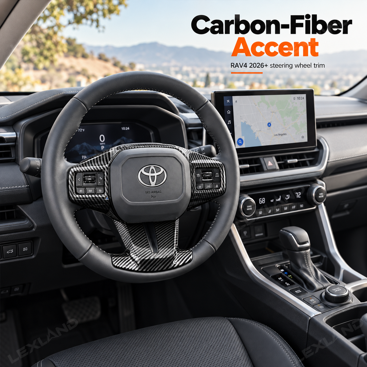 RAV4 Steering Wheel Cover ABS Carbon Fiber Style Interior Upgrade for Toyota