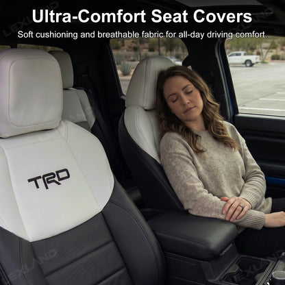 Tacoma /4Runner Seat Covers Black & White Two-tone Seat Protector with TRD Letter Style for Toyota