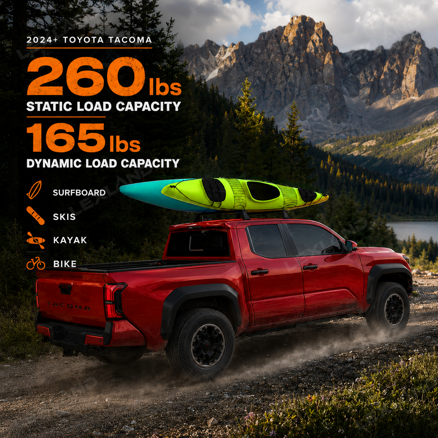Tacoma Roof Rack Crossbar Aluminum Cargo Rack Luggage Carrier Cross Bars 1.0 for Toyota