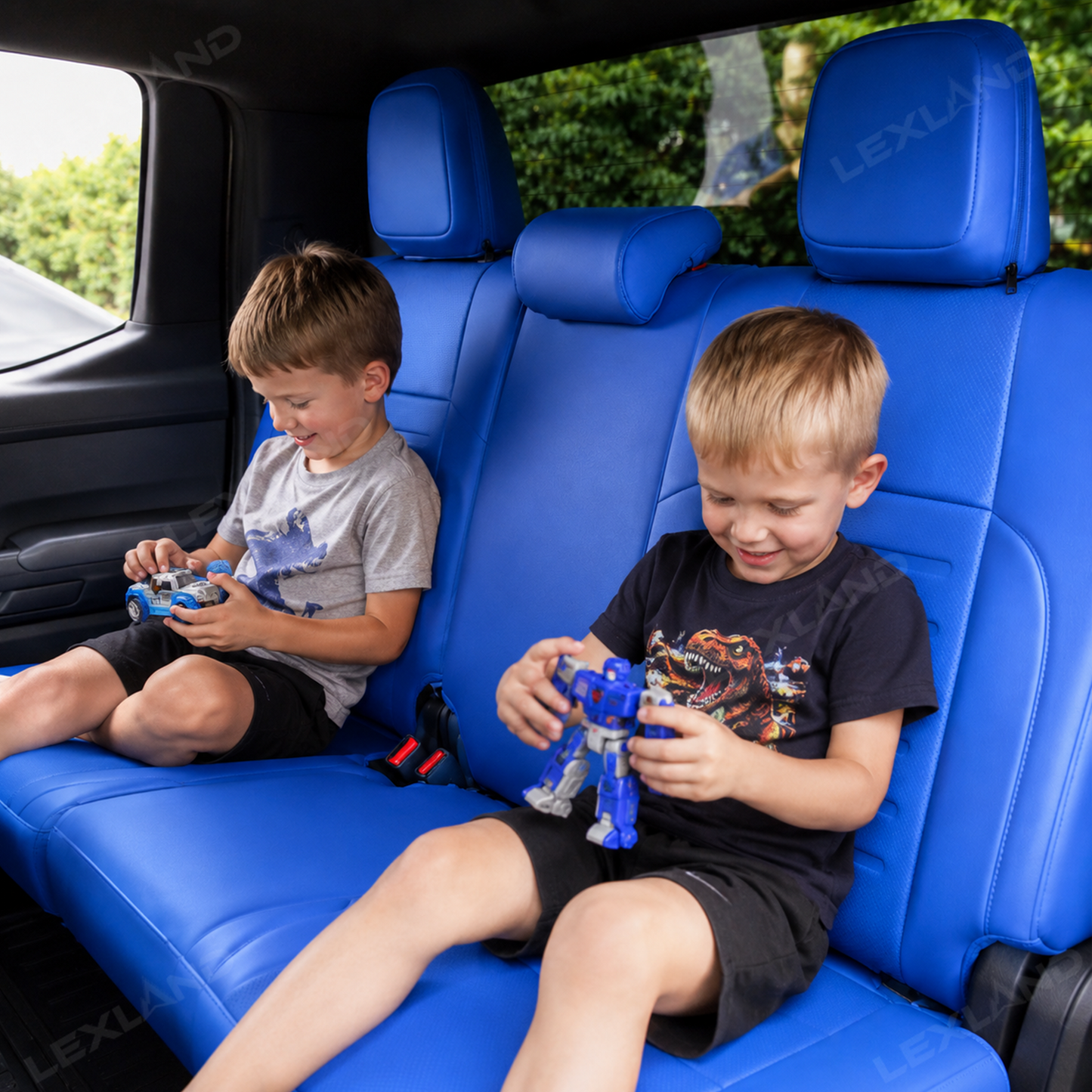 Tacoma /4Runner Seat Covers Blue Embossed Seat Protector with TRD Style Premium Interior Protection