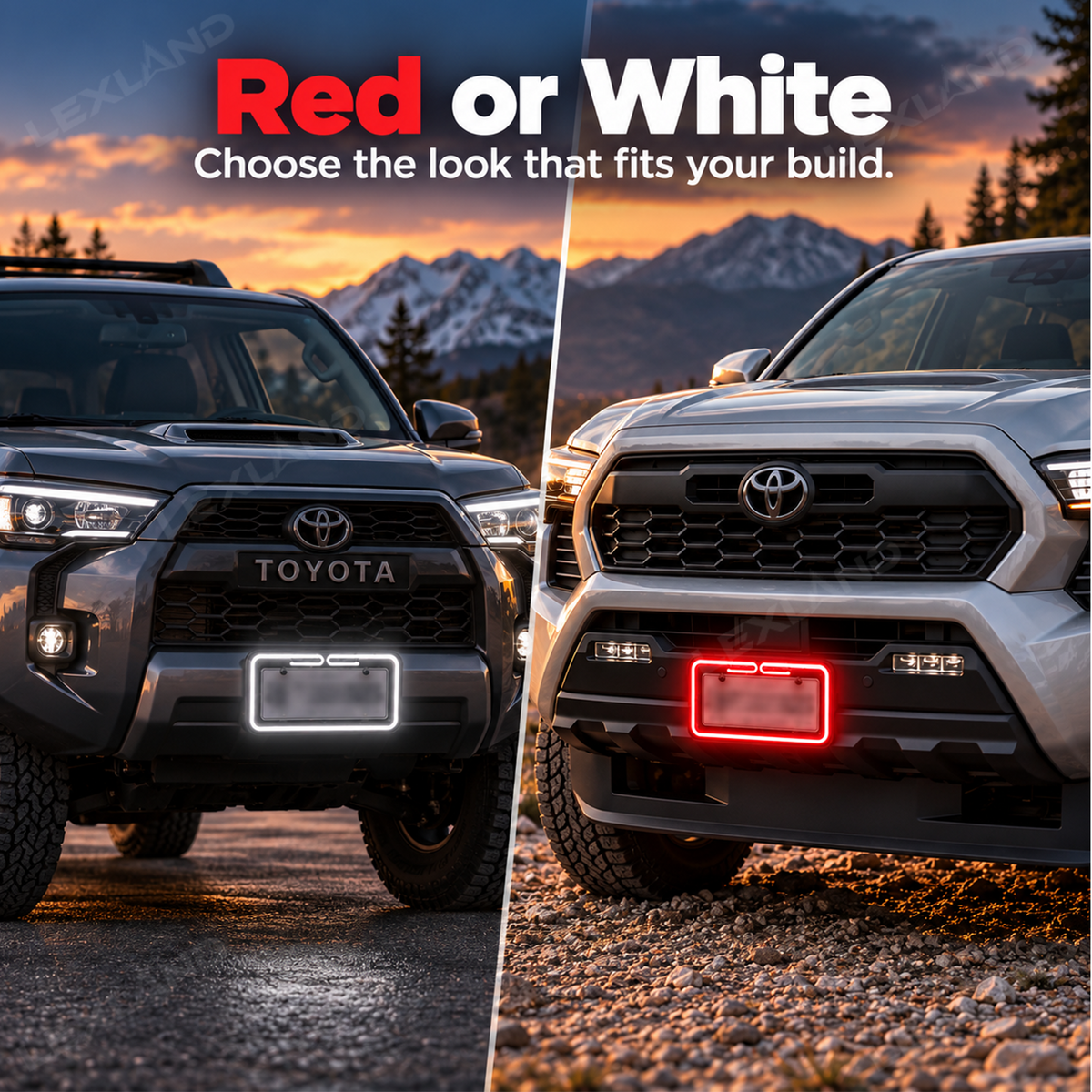 Tacoma/4Runenr/Tundra LED License Plate Frame Protector Front & Rear Cover Holder 2PCS for Toyota