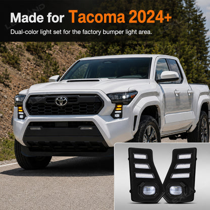 Tacoma LED Daytime Running Lights DRL White/Amber Fang Lamps Front Accent Lights for Toyota