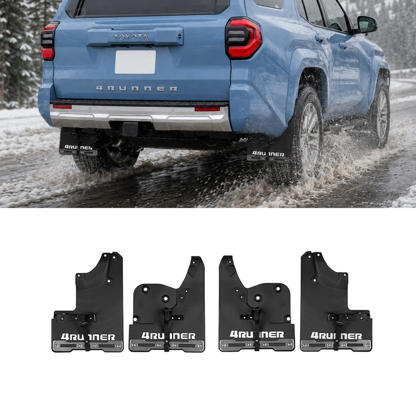 4Runner Mud Flaps No-Drill Splash Guards Front & Rear Fender Mudguards for Toyota