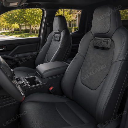 Tacoma/4Runner Seat Covers with Carbon Fiber-Style TRD Badge Embossed Nappa Camo Seat Protector for Toyota