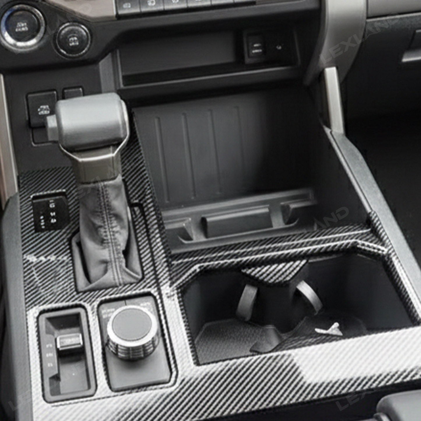 Tundra Center Control Gear Shift Panel Cover Trim ABS Carbon Fiber Style Console Overlay