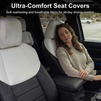 Tacoma /4Runner Seat Covers Black & White Two-tone Seat Protector with TRD Letter Style for Toyota