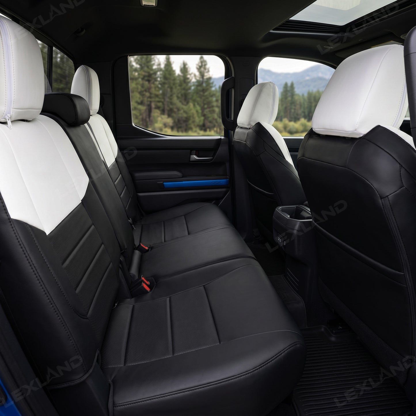 Tacoma /4Runner Seat Covers Black & White Two-tone Seat Protector with TRD Letter Style for Toyota