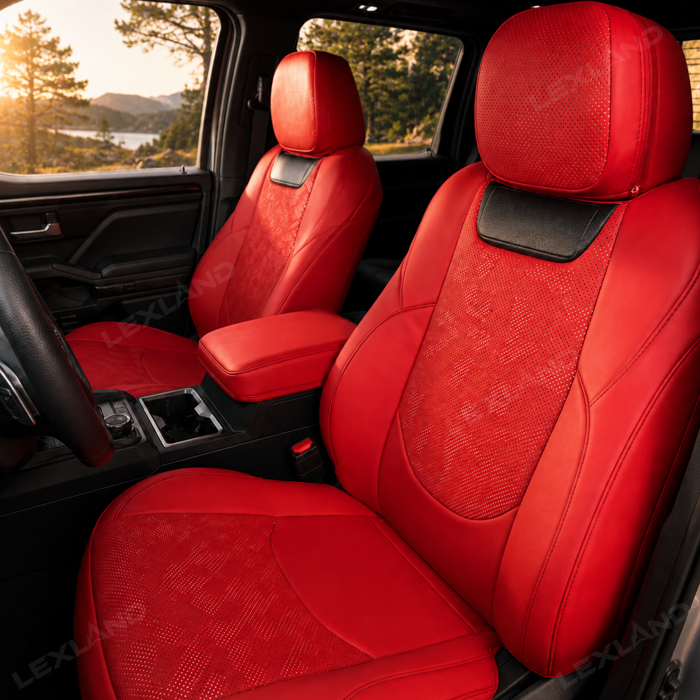 Tacoma Seat Covers with Carbon Fiber-Style Badge Embossed Nappa Camo Seat Protector for Toyota