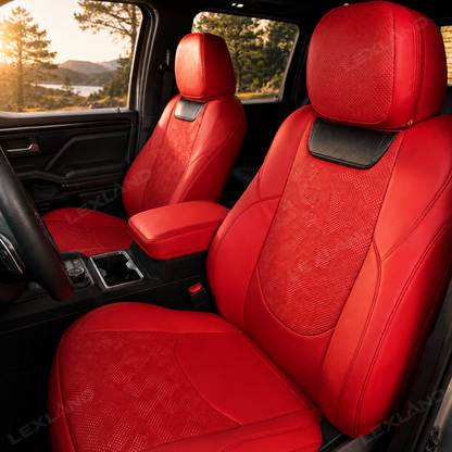 Tacoma Seat Covers with Carbon Fiber-Style Badge Embossed Nappa Camo Seat Protector for Toyota