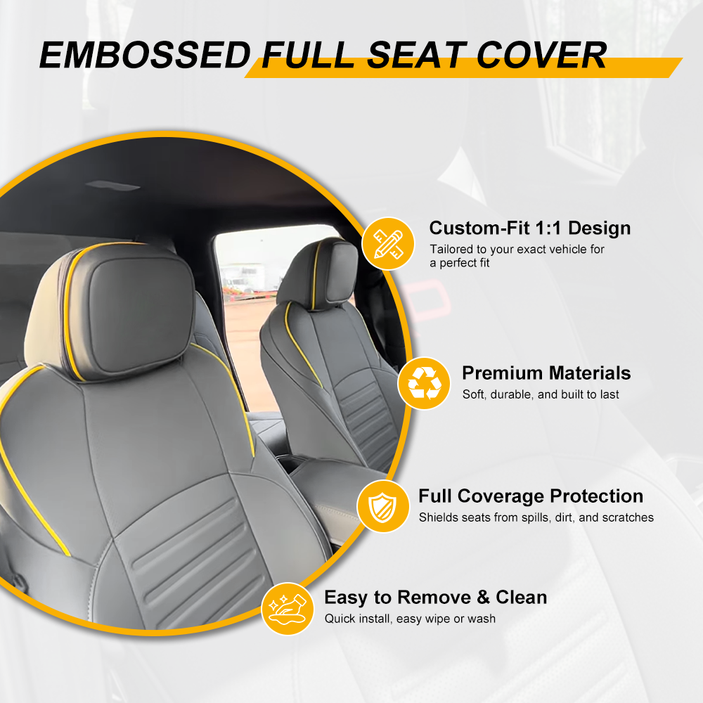 4Runner Seat Covers Embossed Nappa Leather Seat Protector Set with TRD Pro Style for Toyota