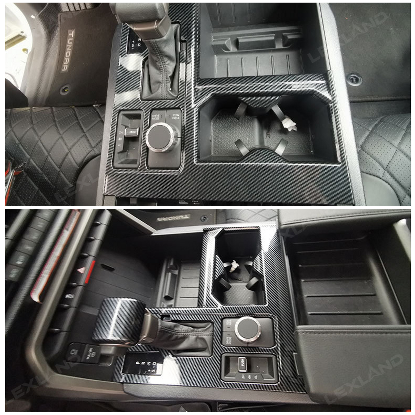 Tundra Center Control Gear Shift Panel Cover Trim ABS Carbon Fiber Style Console Overlay