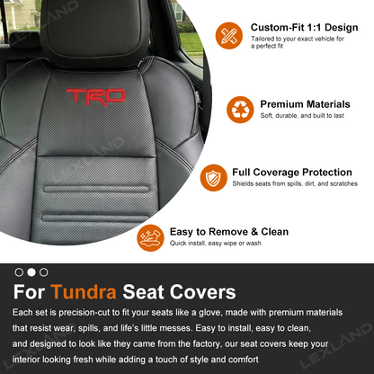 Tundra Seat Covers Embossed Seat Protectors with TRD Letter Style for Toyota