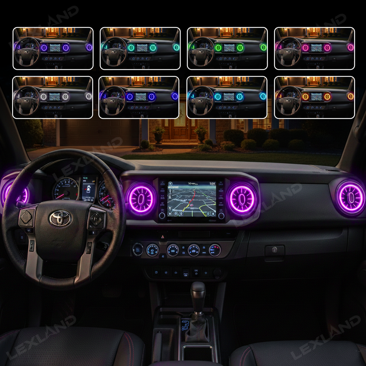 Tacoma Turbo Air AC Vents with Ambient Light RGB LED Vents Light 4PCS for Toyota