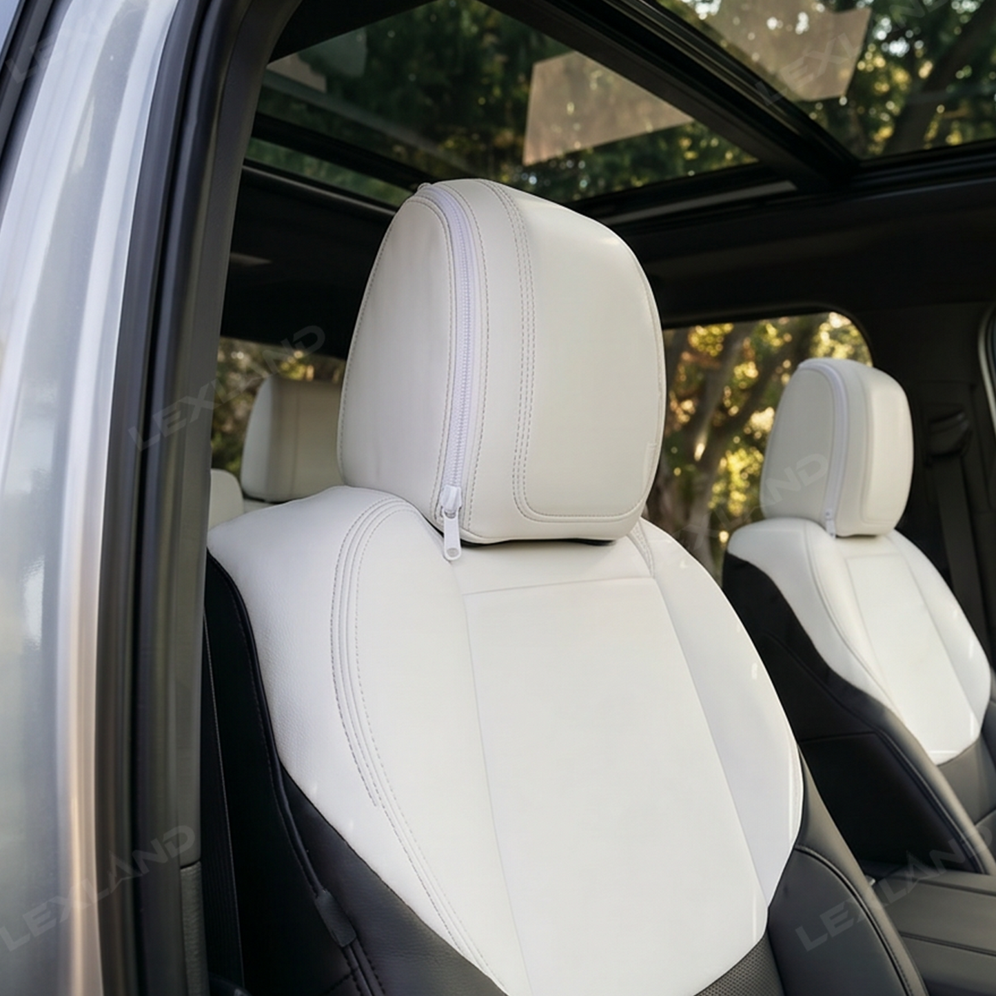 Tundra Seat Covers Black & White Two-tone Seat Protector with TRD Letter Style for Toyota