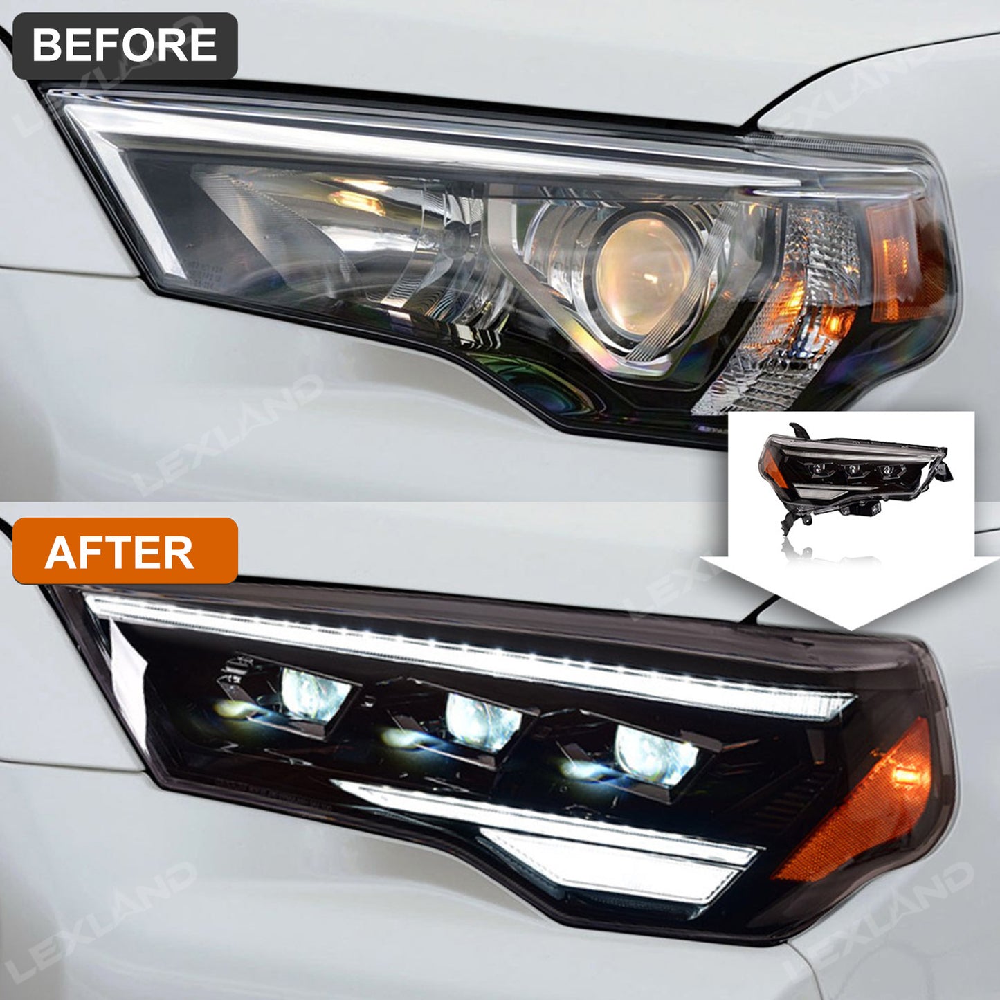 4Runner LED Headlights Front Head Lamp Replacement Kit with Sequential Turn Signal