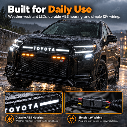 RAV4 Front Bumper Grille Light Bar Dual-Color Illuminated TOYOTA Style Front Grille with DRL
