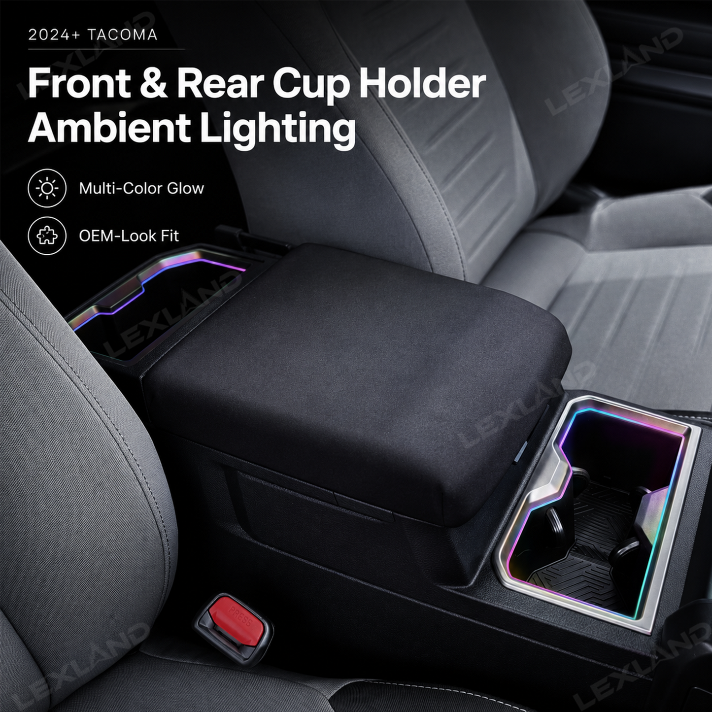 Tacoma Cup Holder RGB Ambient Lighting Kit Interior Cupholder Light Upgrade for Toyota