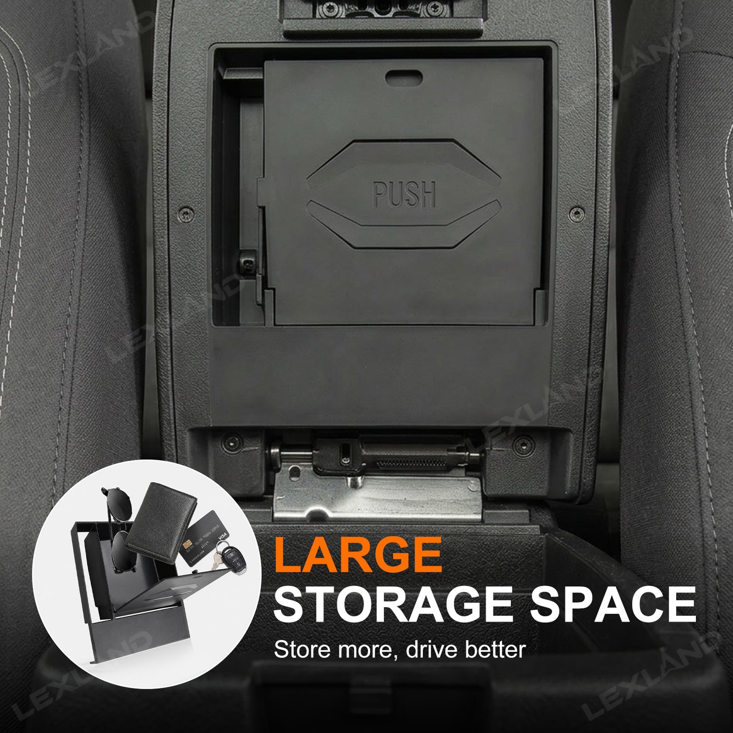 Tacoma Center Console Organizer No-Drill Hidden Storage Box Armrest Secret Compartment 2.0