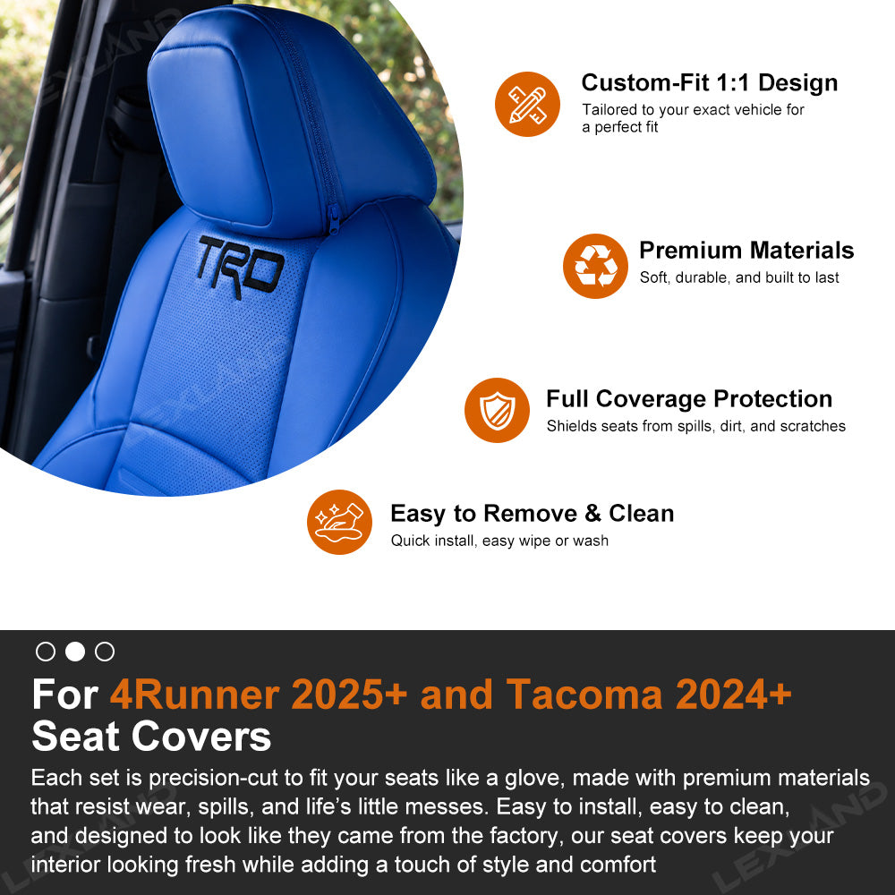 Tacoma /4Runner Seat Covers Blue Embossed Seat Protector with TRD Letter Style Premium Interior Protection