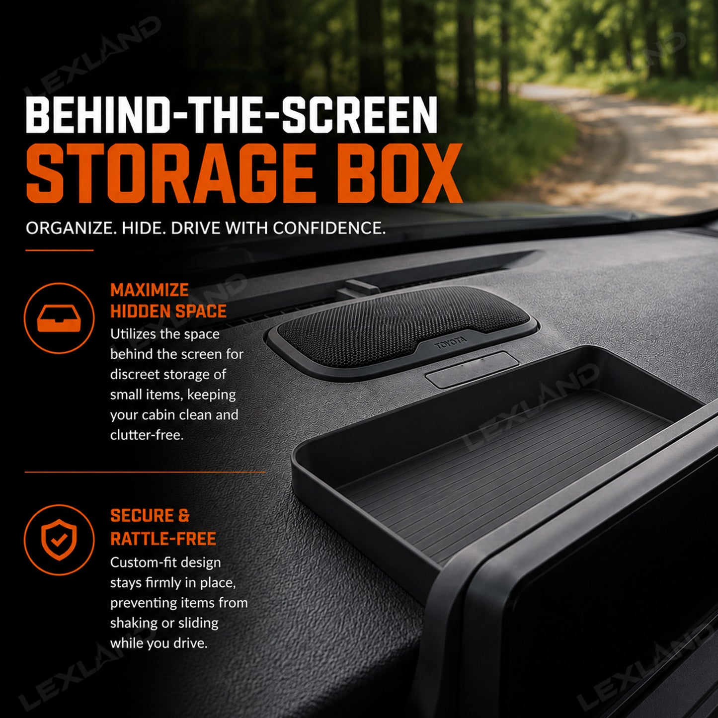 Tacoma/4Runner Dashboard Organizer Tray Behind Screen Interior Dash Center Console Storage Box 2.0