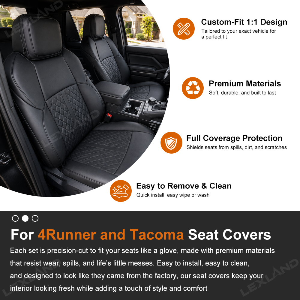 Tacoma/4Runner Seat Covers Diamond Pattern Seat Protectors Interior Protection for Toyota