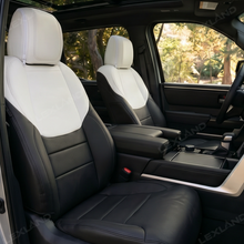 Tundra Seat Covers Black & White Two-tone Seat Protector with TRD Letter Style for Toyota