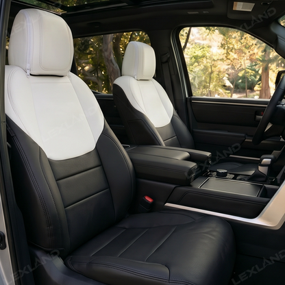 Tundra Seat Covers Black & White Two-tone Seat Protector with TRD Letter Style for Toyota
