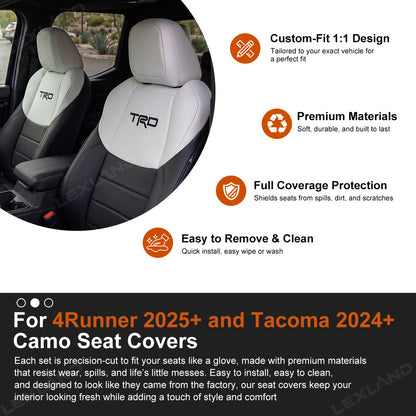 Tacoma /4Runner Seat Covers Black & White Two-tone Seat Protector with TRD Letter Style for Toyota