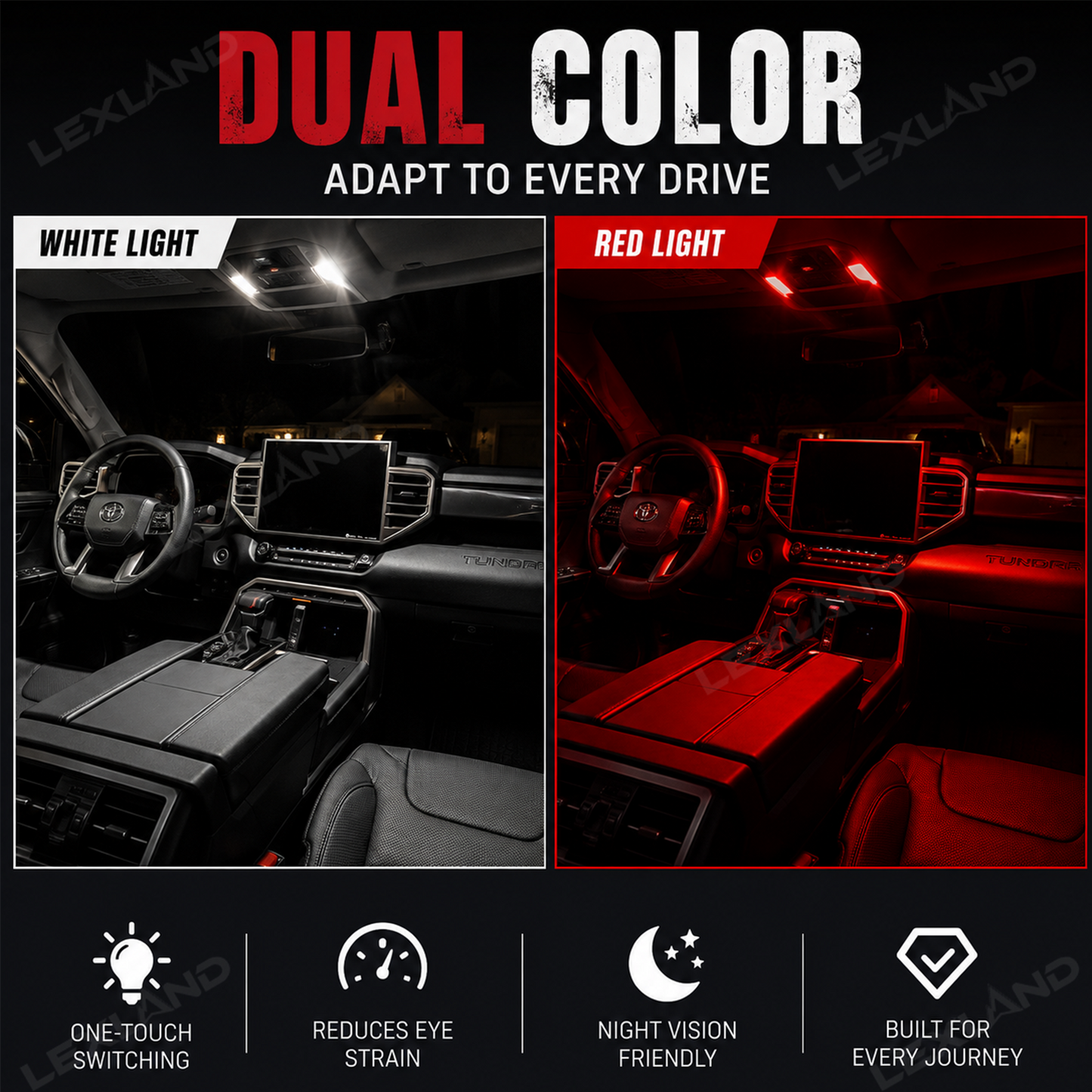 Tacoma/Tundra Dome Light Dual Color Front Map Light Interior LED Overhead Light for Toyota