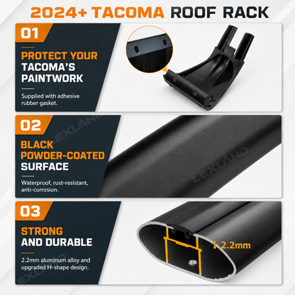 Tacoma Roof Rack Crossbar Aluminum Cargo Rack Luggage Carrier Cross Bars 1.0 for Toyota