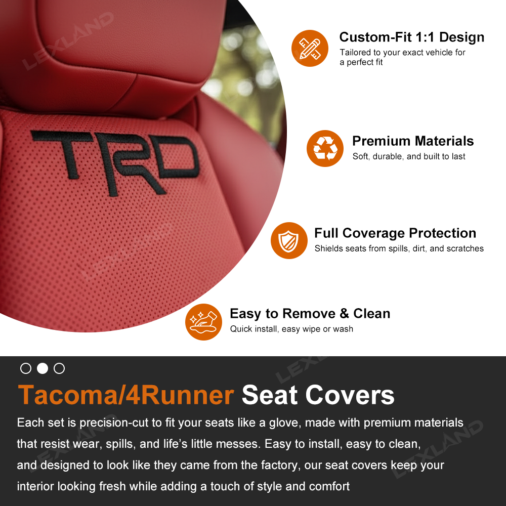 Tacoma /4Runner Seat Covers Full Coverage Embossed Seat Protector with TRD Letter Style for Toyota