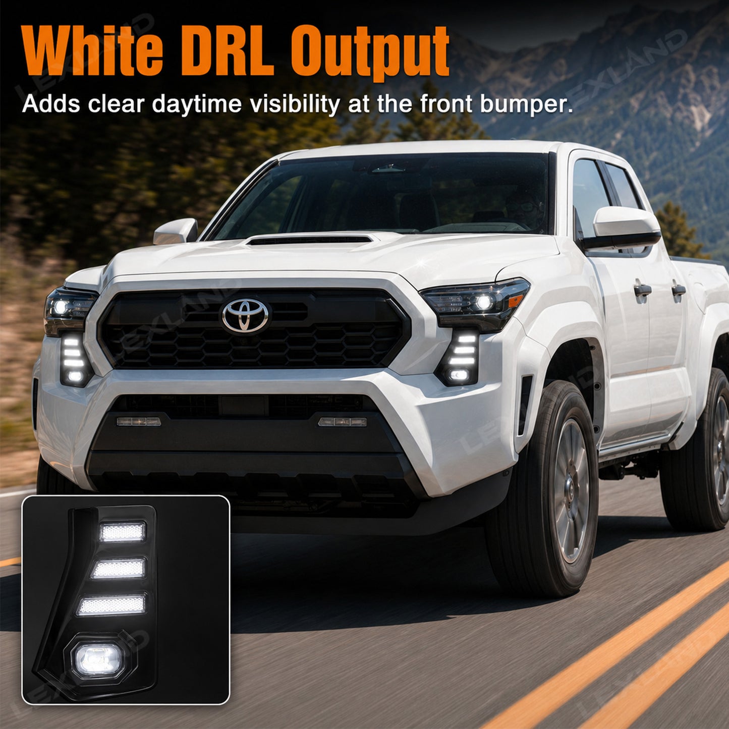 Tacoma LED Daytime Running Lights DRL White/Amber Fang Lamps Front Accent Lights for Toyota