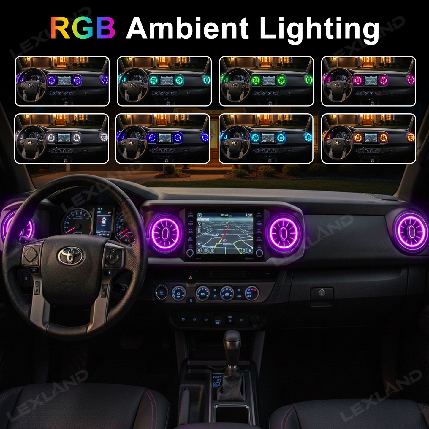 Tacoma Turbo Air AC Vents with Ambient Light RGB LED Vents Light 4PCS for Toyota