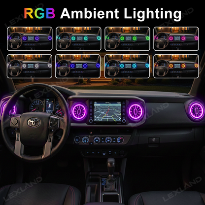 Tacoma Turbo Air AC Vents with Ambient Light RGB LED Vents Light 4PCS for Toyota