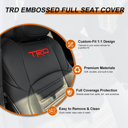 Tacoma Front Row Seat Covers Full Coverage Embossed Seat Protectors with TRD Letter Style for Toyota