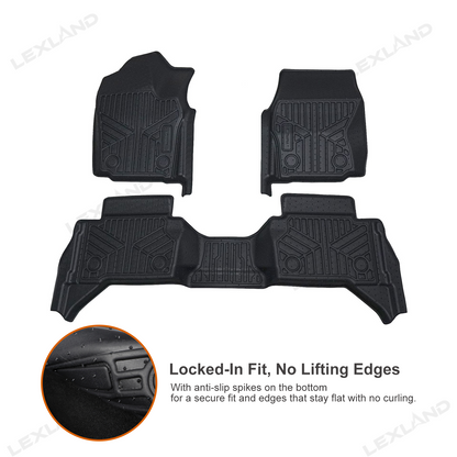 Tacoma Floor Mats All Weather TPE Floor Liners with Anti-Slip Spikes for Toyota