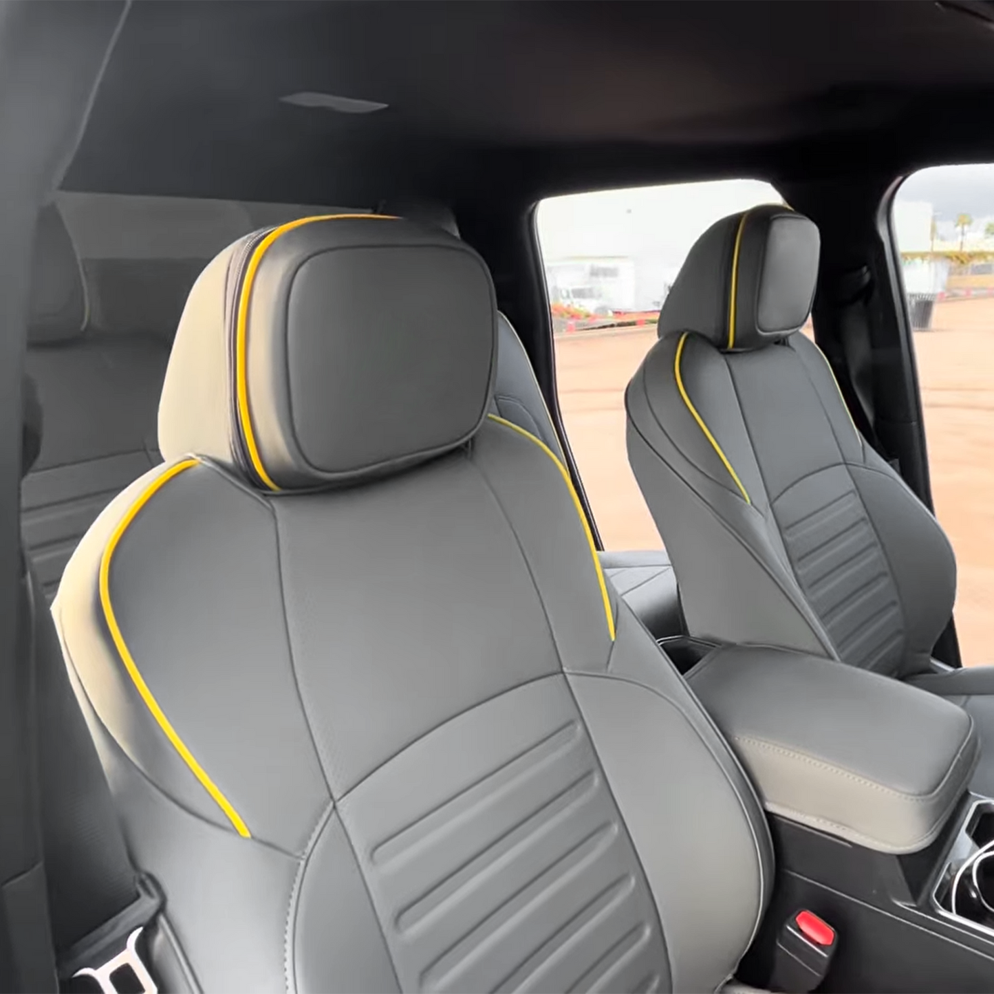 4Runner Seat Covers Embossed Nappa Leather Seat Protector Set with TRD Pro Style for Toyota