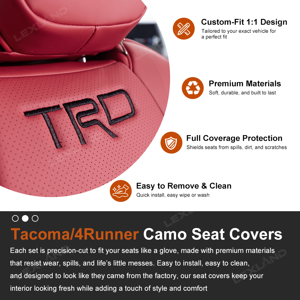Tacoma /4Runner Seat Covers Full Coverage Embossed Seat Protector with TRD Style