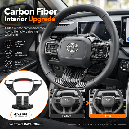 RAV4 Steering Wheel Cover ABS Carbon Fiber Style Interior Upgrade for Toyota