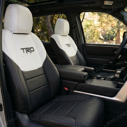 Tundra Seat Covers Black & White Two-tone Seat Protector with TRD Letter Style for Toyota