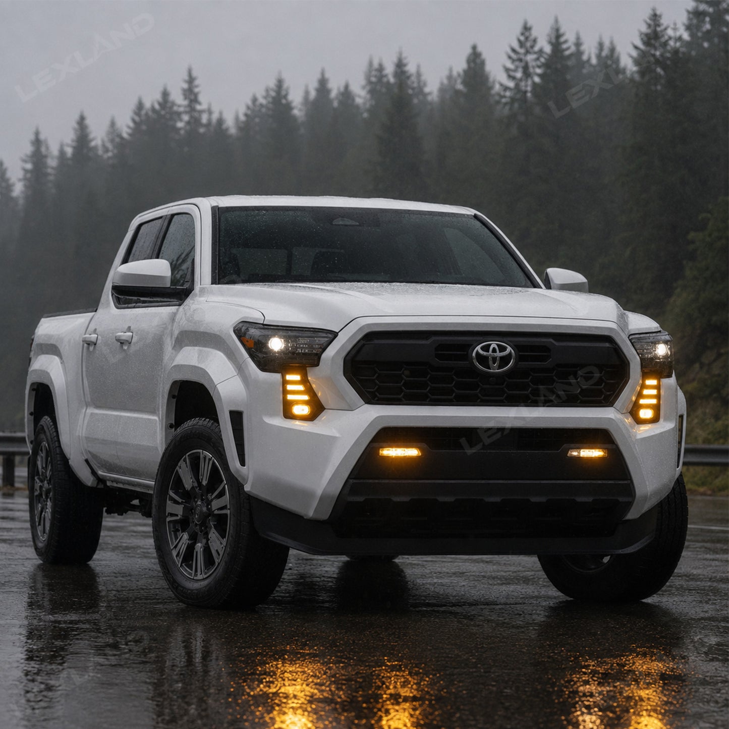 Tacoma LED Daytime Running Lights DRL White/Amber Fang Lamps Front Accent Lights for Toyota
