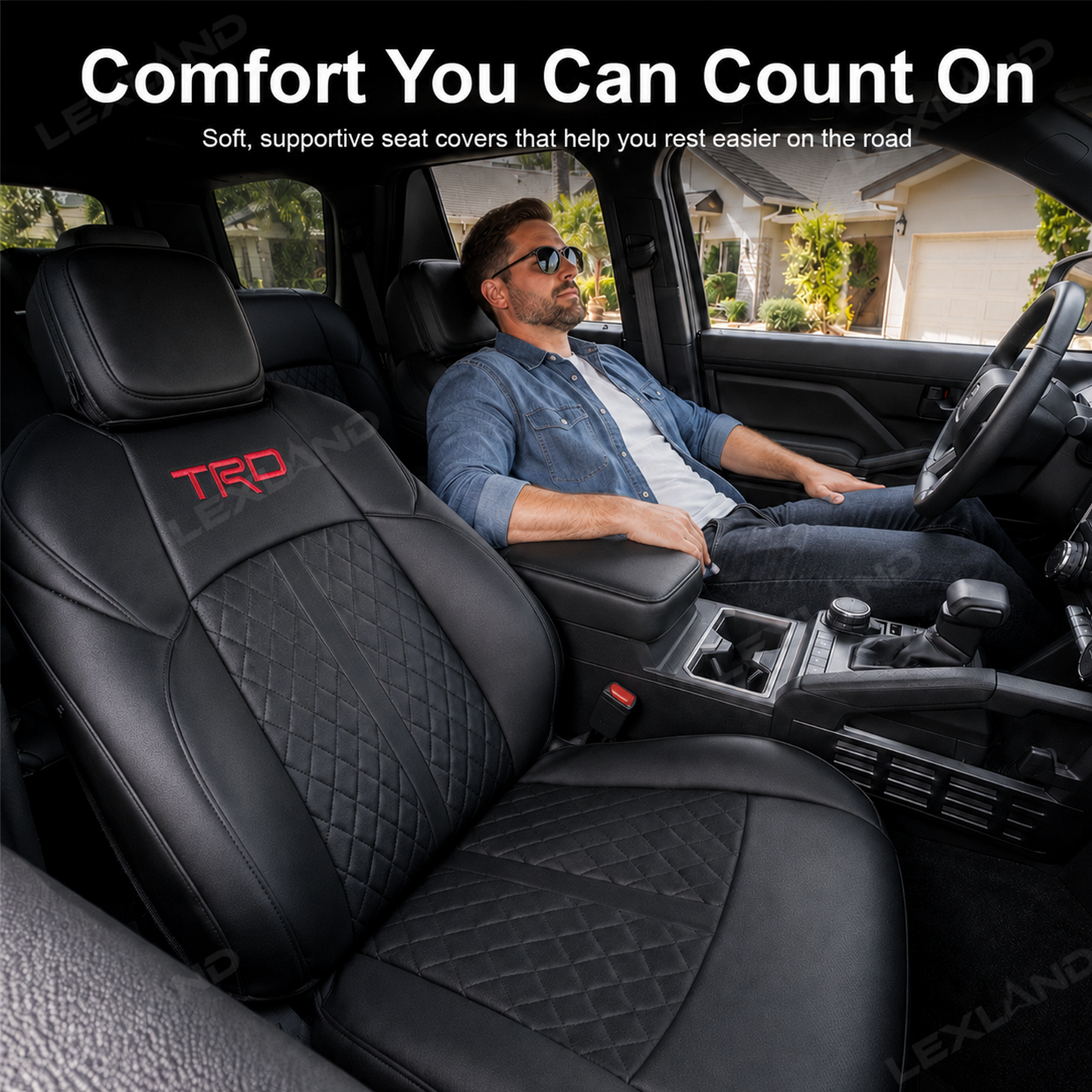 Tacoma/4Runner Seat Covers Diamond Pattern Seat Protectors TRD-Style Interior Protection for Toyota