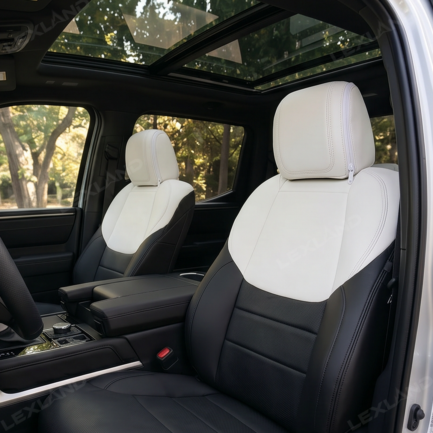 Tundra Seat Covers Black & White Two-tone Seat Protector with TRD Letter Style for Toyota