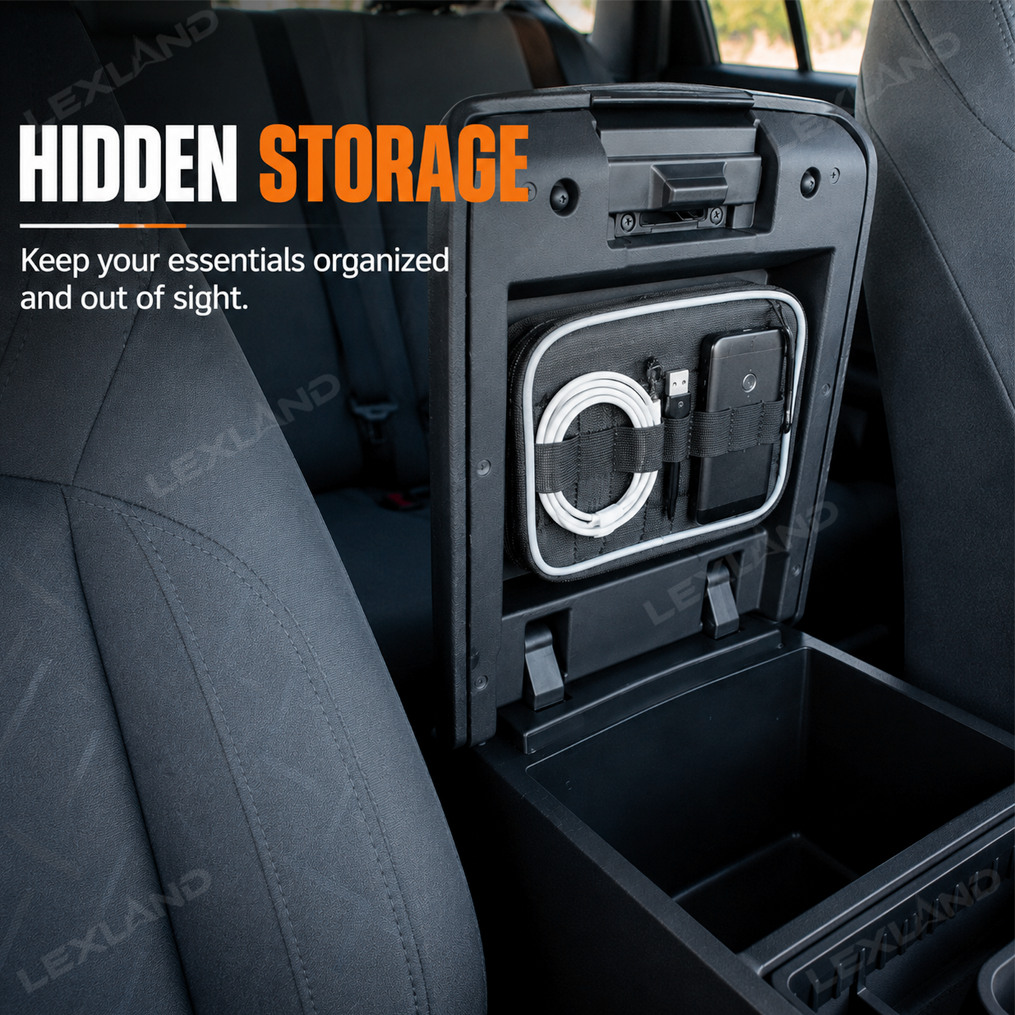 Tacoma/4Runner Center Console Organizer Armrest Hidden Bag Storage Pouch for Toyota