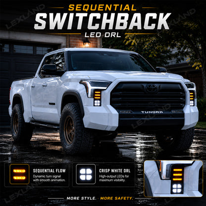 Tundra LED Daytime Running Lights Dual-Color DRL Sequential Turn Signal Lighting Upgrade for Toyota